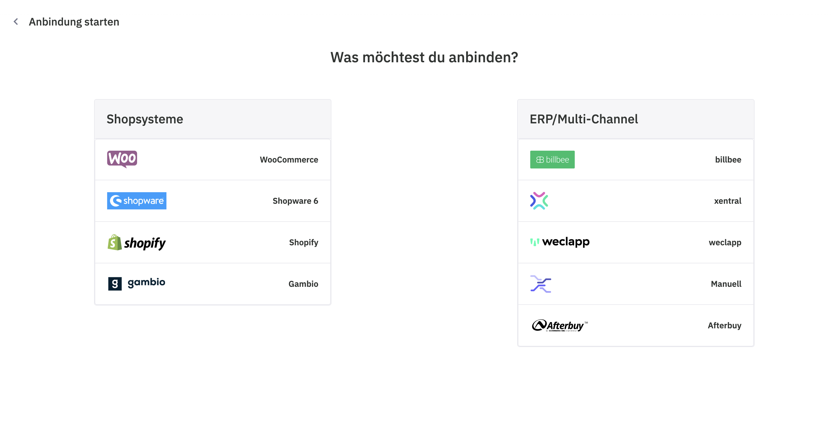 weclapp Einstellungen aufrufen